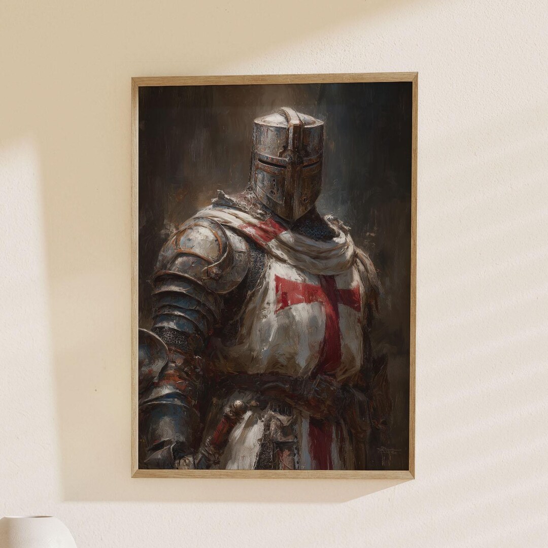 Medieval Templar Knight Art Print | Historic Crusader Warrior Armor ...