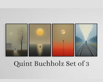 Quint Buchholz set of 4 digital prints, Wall Art, Canvas Wall Art, Large Canvas, Quint Buchholz inspired wall decor, Trendy Canvas Poster,