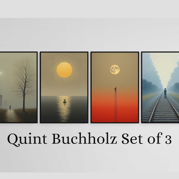Quint Buchholz set of 4 digital prints, Wall Art, Canvas Wall Art, Large Canvas, Quint Buchholz inspired wall decor, Trendy Canvas Poster,