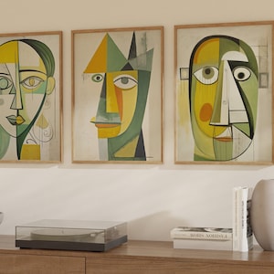 Picasso Set of 3 Prints, Picasso Printable Download, Abstract Art Print, Picasso Poster, Neutral Tone, Picasso Gallery Wall Art Set