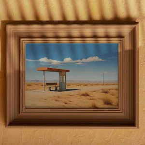 Edward Hopper Wall Art - Edward hopper painting - calm print - desert poster - busstop painting - edward hopper print - edward hopper poster