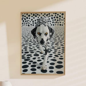 Dalmatian Dog Art Print, Spotted Canine Painting: Modern Wall Decor, Home Office Artwork
