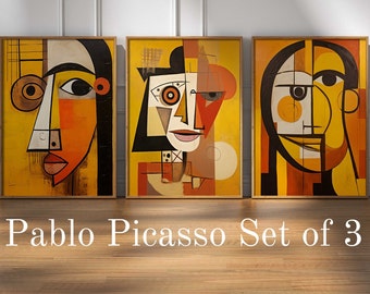 Picasso Set of 3 Prints, Picasso Printable Download, Abstract Art Print, Picasso Poster, Neutral Tone, Picasso Gallery Wall Art Set