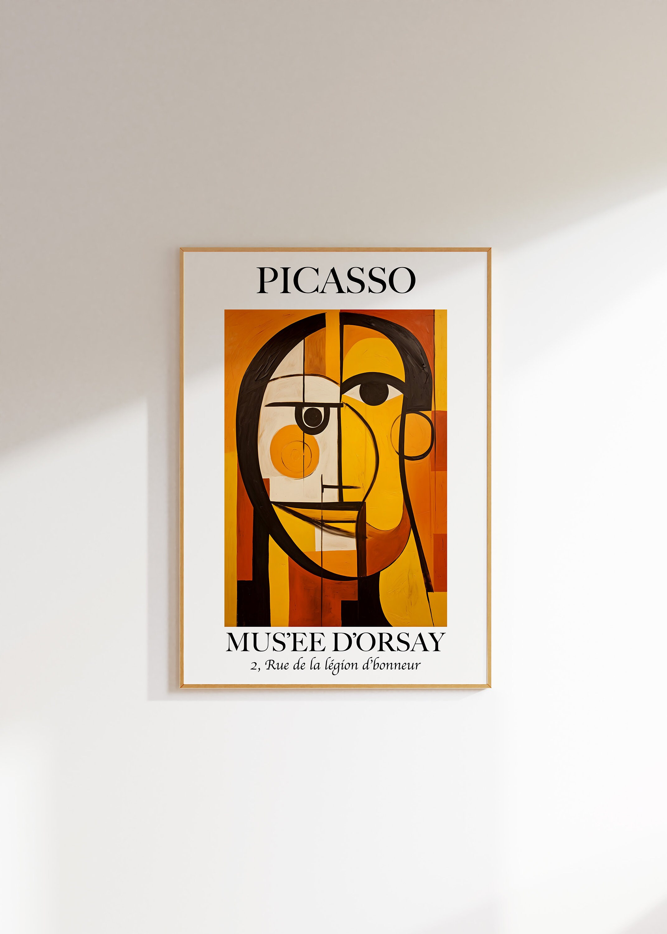 Pablo Picasso's Abstract Art: Vibrant Prints and Posters - Fusion of Classic Picasso Style and Contemporary Creativity in Yellow and Orange.