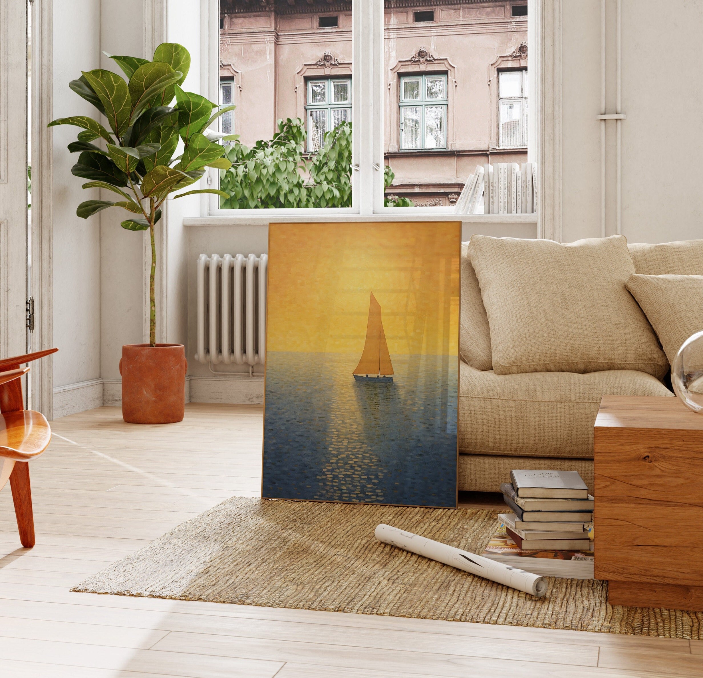 ジョルジュ・スーラの版画：点描画とヴィンテージの航海風壁装飾