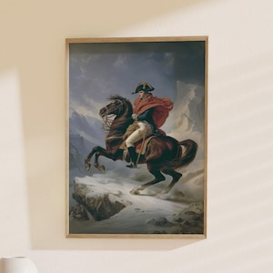Napoleon Bonaparte Portrait, Military Art, Equestrian Painting, Napoleonic War Decor, Officer Costume Wall Art, History Lover Gift