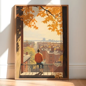 Edward Hopper City Poster: Herbstliche Stadtlandschaften, Hopper Gemälde und Poster für Zeitlosen urbanen Charme, Herbststadtleben, Herbstdekor