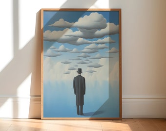 René Magritte's Surrealist Masterpieces: Digital print, Cloud Infused Art Prints for Dreamy Wall Decor Atmospheric Ambiance, Magritte print