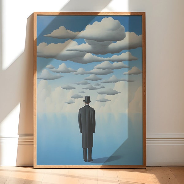 René Magritte's Surrealist Masterpieces: Cloud-Infused Art Prints for Dreamy Wall Decor & Atmospheric Ambiance, magritte print