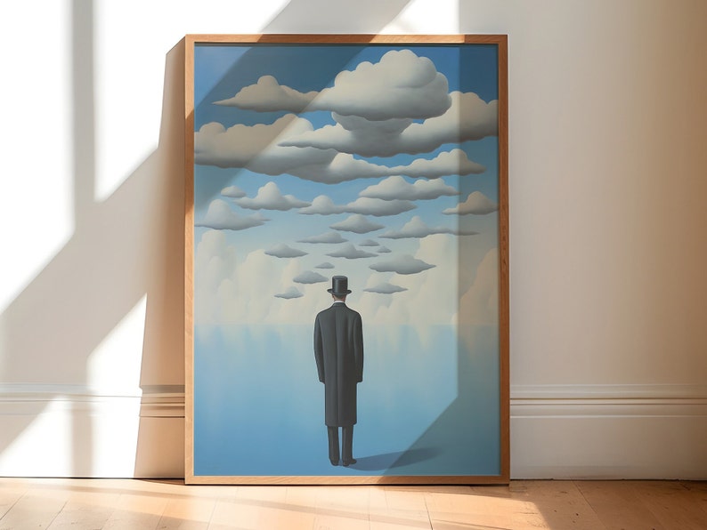 René Magritte's Surrealist Masterpieces: Cloud-Infused Art Prints for Dreamy Wall Decor & Atmospheric Ambiance, magritte print image 1