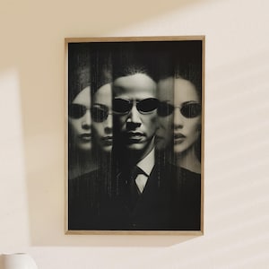 Pôster de Matrix, Neo Portrait: Arte de parede de ficção científica, Impressão cyberpunk, Presente para amantes de filmes
