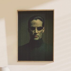 Pôster de filme de ficção científica Matrix, Neo Portrait: arte cyberpunk, decoração de filme, presente para amantes de tecnologia