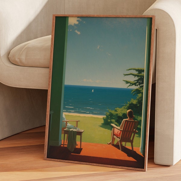 Edward Hopper Summer Prints: Sommer Wanddekor, Strand Kunst, Hopper Malerei, Strandhaus Poster für einen zeitlosen Küsten Vibe, sonnigen Urlaub