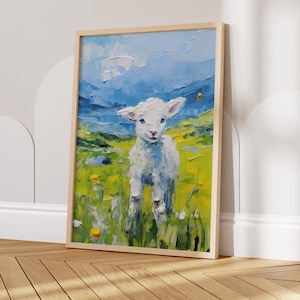 Nursery Decor, Lamb Art: Farmhouse Lamb Print, Cute Animal Painting, Rustic Wall Decor, Perfect for Baby Room and Farmhouse Nursery