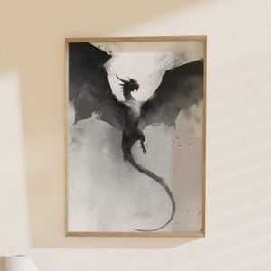 Majestätische Drachen Kunst, Fabelwesen Poster: Fantasy Malerei, Gothic Wand Kunst, epische Dekoration, perfektes Geschenk für Drachen-Enthusiasten