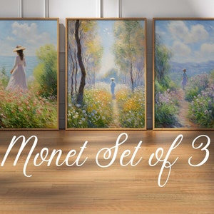 Monet Set of 3 Prints, Monet Printable Download, Abstract Art Print, Claude Monet Poster, Claude Monet Gallery Wall Art Set, DIN A