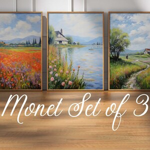 Monet Set of 3 Prints, Monet Printable Download, Abstract Art Print, Claude Monet Poster, Claude Monet Gallery Wall Art Set, DIN A