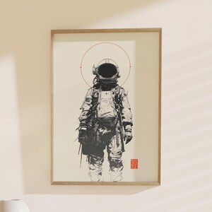 Astronaut Print, Space Explorer Art: Futuristic Spacesuit Poster, Sci-Fi Wall Art, Modern Decor, Perfect Gift for Space Enthusiasts