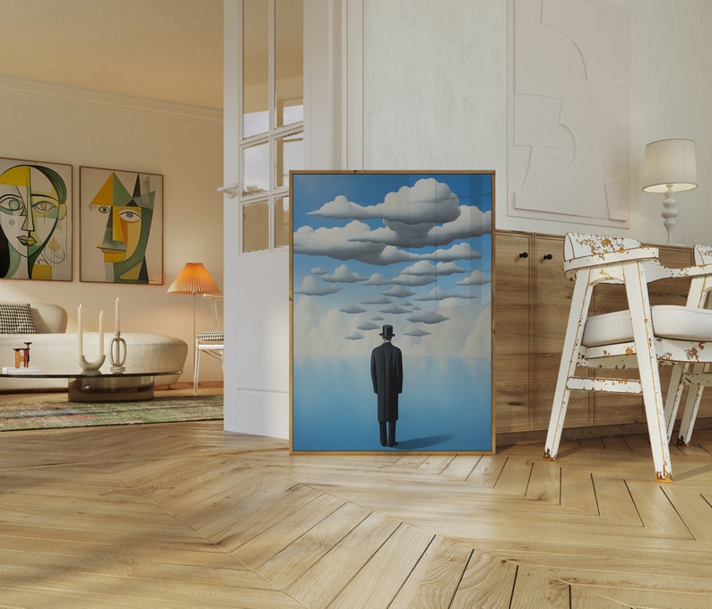 René Magritte's Surrealist Masterpieces: Cloud-Infused Art Prints for Dreamy Wall Decor & Atmospheric Ambiance, magritte print image 2