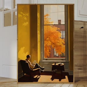 Von Edward Hopper inspirierte moderne Wandkunst: Bunte Drucke für Herbstdekor und zeitgenössische Wohnräume