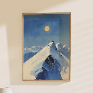 Bergsteiger Druck, Gipfel Abenteuer: Landschaftskunst, Verschneiter Gipfel Poster, Natur Dekoration, Perfektes Geschenk für Abenteurer