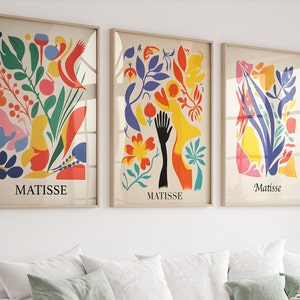 Matisse set of 3, Matisse Poster, abstract colour Print, Matisse Cut Outs Exhibition Poster, Minimal abstract Wall Art Print, DIN A