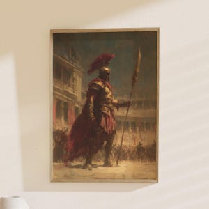 Roman Soldier Art, Gladiator Print: Historic Warrior Painting, Ancient Rome Poster, Epic Wall Art Decor, Perfect History Lover Gift