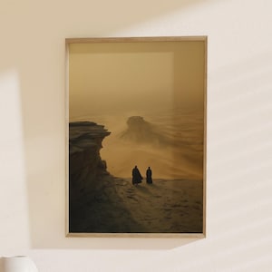 Dune Landscape Art, Desert Sci-Fi Poster: Surreal Minimalist Movie Print, Futuristic Wall Decor
