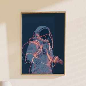 Futuristic Astronaut Art, Cosmic Adventure: Space Print, Sci-Fi Poster, Galactic Wall Art, Ideal for Sci-Fi Enthusiasts, Office Decor