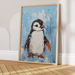 Cartel de pingüinos, decoración de habitaciones para niños, estampado de pingüinos, pingüinos lindos, arte ártico y antártico, impresión de vida silvestre, arte de pared de invierno y vida silvestre
