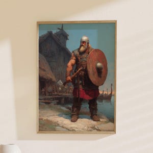 Viking Warrior Art, Bold Norse Painting: Historical Print, Nordic Decor, Medieval Poster, Perfect Gift for History Enthusiasts