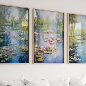 Monet Set of 3 Prints, Monet Printable Download, Abstract Art Print, Claude Monet Poster, Claude Monet Gallery Wall Art Set, DIN A