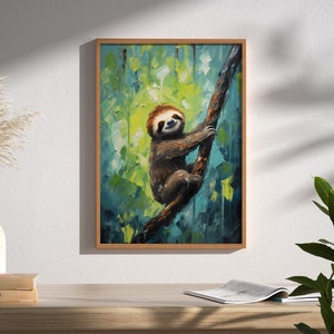 Sloth Print, Jungle Poster, Wildlife Painting, Tropical Decor, Perfect for Woodland Nursery and Animal Enthusiasts, Nature Art, rainforest