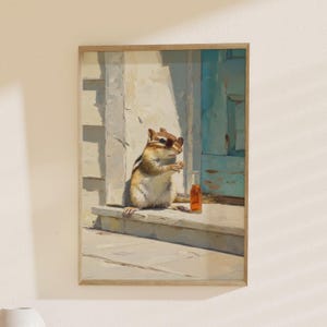 Cool Squirrel Art, Quirky Animal Painting: Fun Wildlife Print, Squirrel Poster, Unique Wall Decor, Perfect for Nature Lover Gift