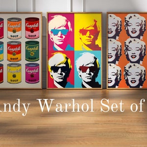 Warhol Set von 3 Drucken, Warhol druckbarer Download, abstrakter Kunstdruck, Andy Warhol Poster, neutraler Ton, Andy Warhol Gallery Wall Art Set