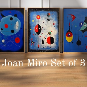 Joan Miro Set di 3 stampe, Download stampabile di Joan Miro, Stampa d'arte astratta, Poster di Joan Miro, Tono neutro, Set di arte da parete della Galleria Joan Miro
