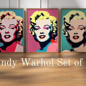 Warhol Set of 3 Prints, Warhol Printable Download, Abstract Art Print, Andy Warhol Poster, Neutral Tone, Andy Warhol Gallery Wall Art Set