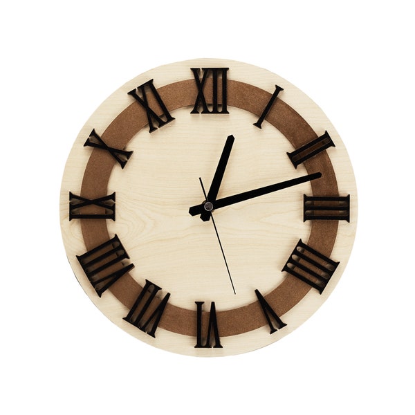 MDF Wood Clock , silent oak clock , Rustic Wall Clock , gift wood clock