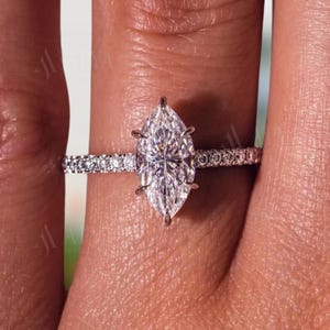 3 CT Marquise Cut Moissanite Engagement Ring 14K Yellow Gold 6 Prong With Hidden Halo Ring Elongated Marquise Cut Promise Wedding Gift Ring