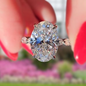 Vintage Oval Diamond Engagement Ring - Unique Rose Gold Moissanite Wedding Ring - Cluster Promise Ring for Women Unique Engagement Ring