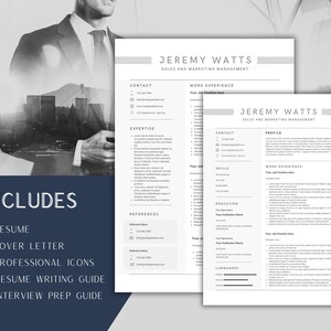 Professional Resume Template Word. CV Template Professional, Modern Executive Resume Template, Clean, Minimalist Resume, Free Docs Bundle