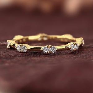 Dainty Natural Diamond Wedding Band, Share Distance Prong set Full Eternity Band, Delicate Natural Diamond Stacking Band, Everyday Wear Ring
