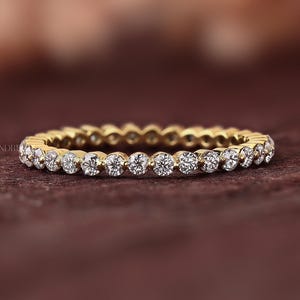 Shared Prong Diamond Wedding Band, Real Natural Diamond Full Eternity Band, Matching Band for Engagement Ring, Stackable Anniversary Gift