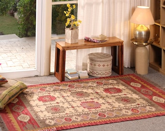 Natural Wool Jute Area Rug, Handwoven Eco Friendly, Home Decor, Farmhouse Boho Style