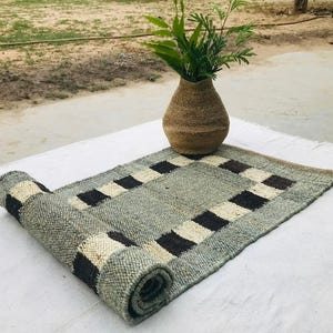 Tappeto passatoia in canapa tessuto a mano, tappeto passatoia naturale per corridoio, decorazione boho-farmhouse, tappeto passatoia ecologico