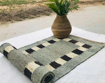Handwoven Hemp Runner Rug, Natural Hallway Runner Boho Farmhouse Decor, Eco Friendly Floor Runner