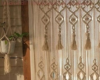 Macrame Door Curtain | large Wedding Backdrop Wall Hanging Tapestry white | Macrame Window Curtain | Outdoor backyard Party Home Decor
