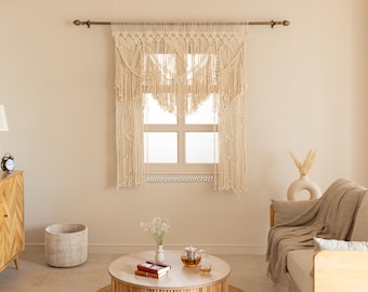 Macrame Decor Curtain, Large Wedding Backdrop Wall Hanging Tapestry White, Macrame Window Curtain, Outdoor Backyard Party Home Decor