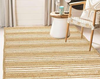 Handgefertigter geflochtener Teppich aus Hanf, Boho Deko Hanf -Jute, Flur Deko Hanf Läufer, Hanf Für Bauernhaus, Hanf Teppich nach Maß, Indoor Hanfteppich.