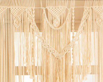 Large Macrame Curtain - Window or Door Curtain, Hanging - Boho Wedding Backdrop - Handmade Wall Tapestry - Home & Party - 100% Cotton